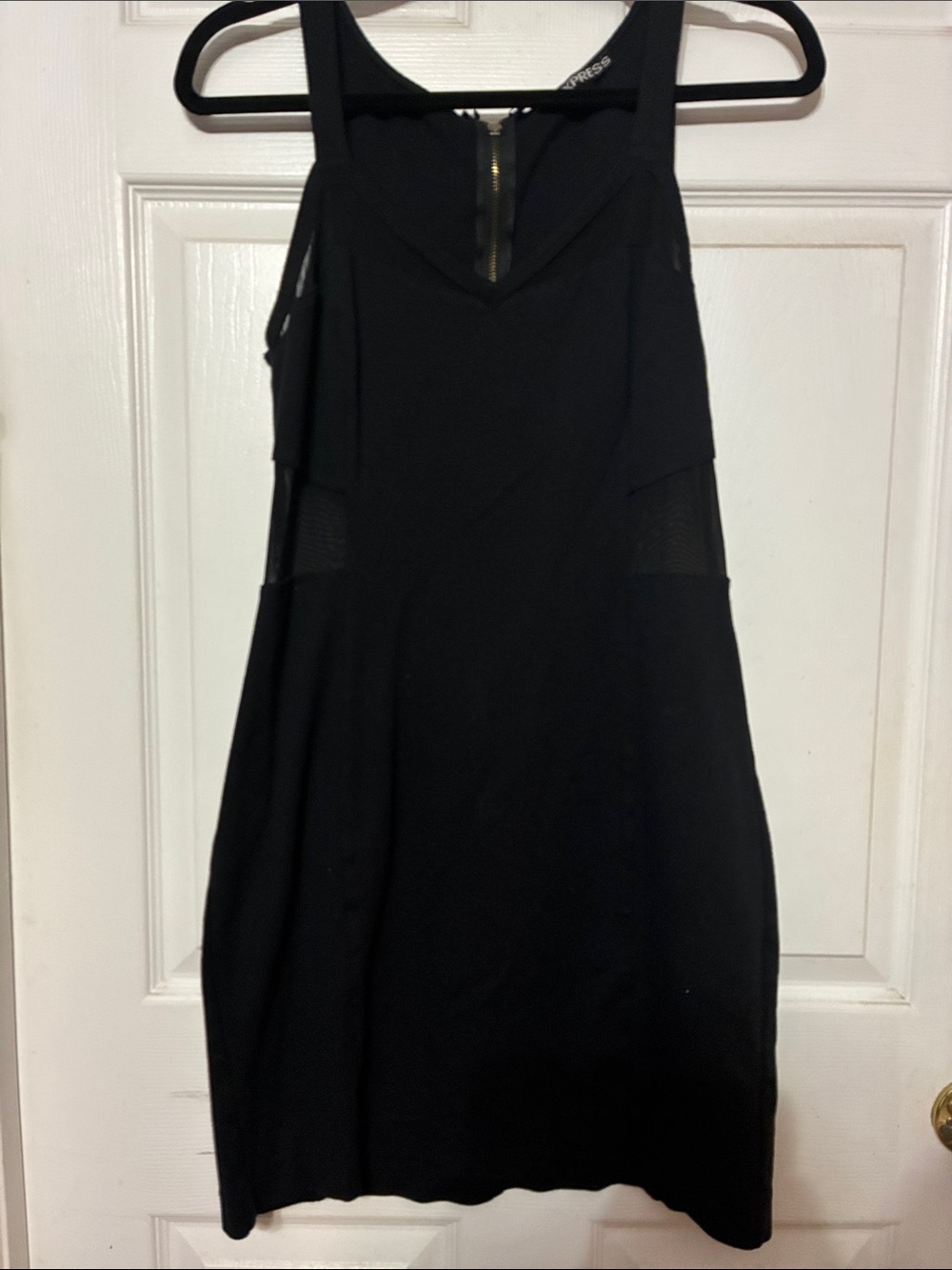 Express Black Mini Dress with Mesh Insets